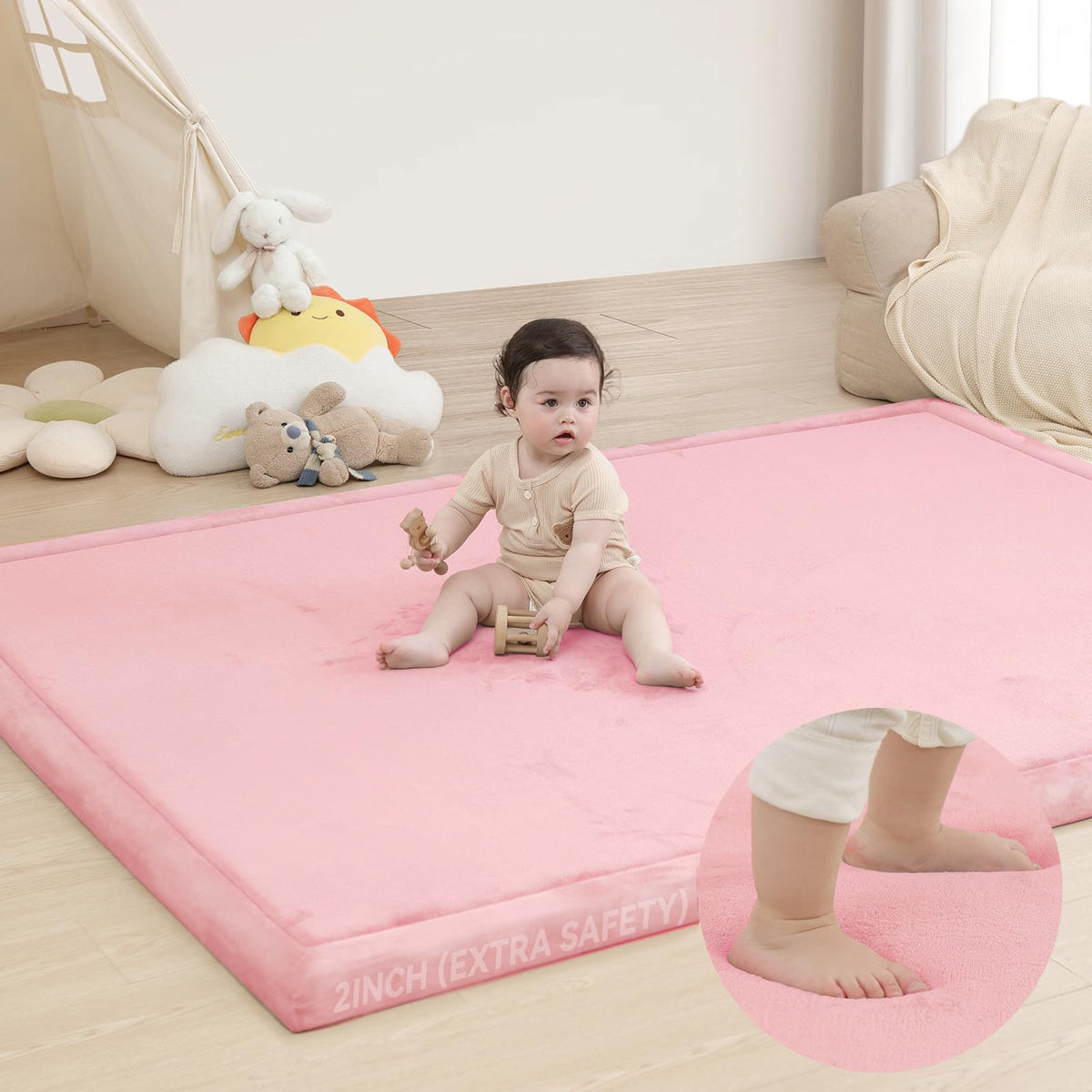 Huloo Sleep Large 1.3" Thick Baby Play Mat for Floor, 79"×59"(Dark Gray)