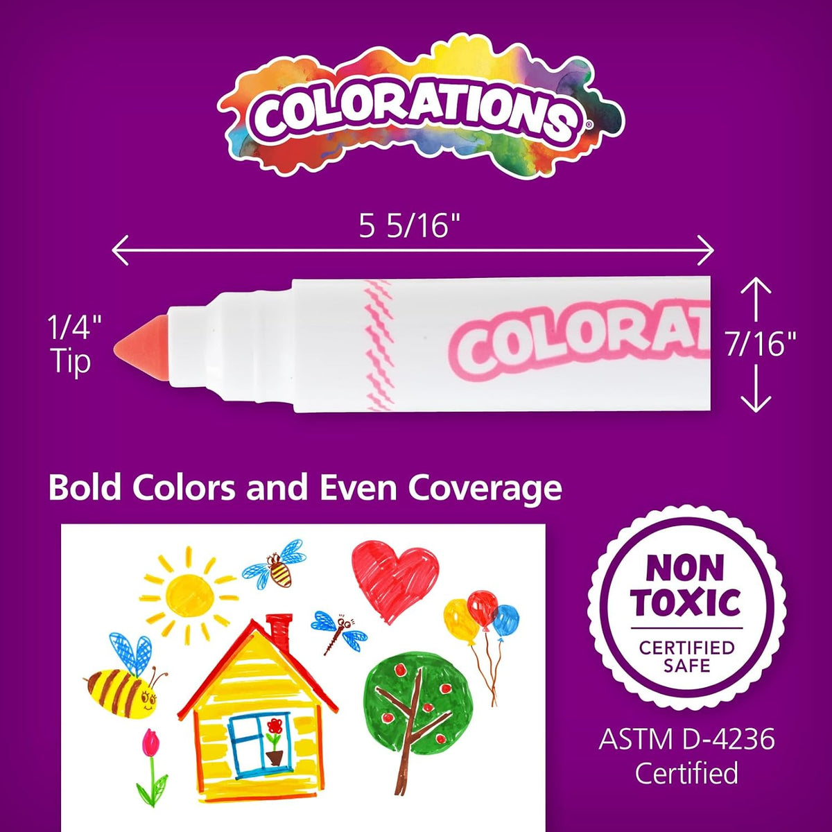 Colorations Washable Chubby Markers Classroom Value Pack, 24 Colors, Non Toxic| Bulk School Supplies For Kids, Coloring Set, Kindergarten Must Haves, Preschool Essentials, Multicolor, Set of 256