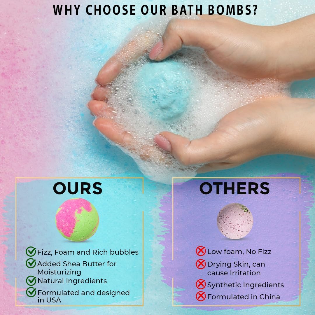 Bath Bombs for Women Gift Set, 24 Natural & Organic Bath Bombs for Girls
