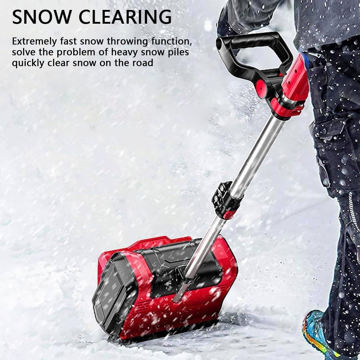 Cordless Electric Snow Shovel - 12.6 Inch, 4Ah Battery Powered Snow Thrower with Adjustable Front Handle - 2200 RPM for Patio, Deck, Driveway