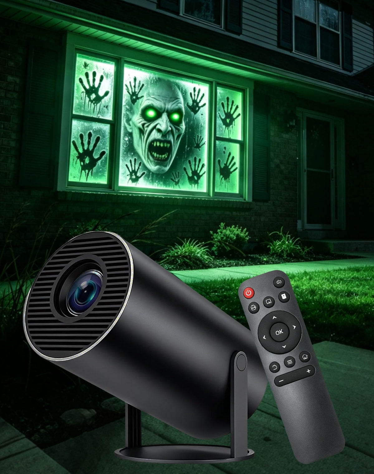 W/ Video Halloween Projector Scary Halloween Decorations，White：No Fabric
