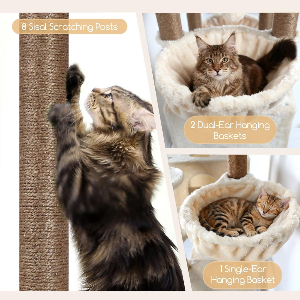 Globlazer 82in Extra Large Cat Tree Tower for Indoor Cats Large Adult, S82