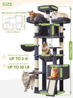 Taoqimiao Tall Cat Tree, 76In XL Cat Tower for Large Cats, 3 Padded Perches