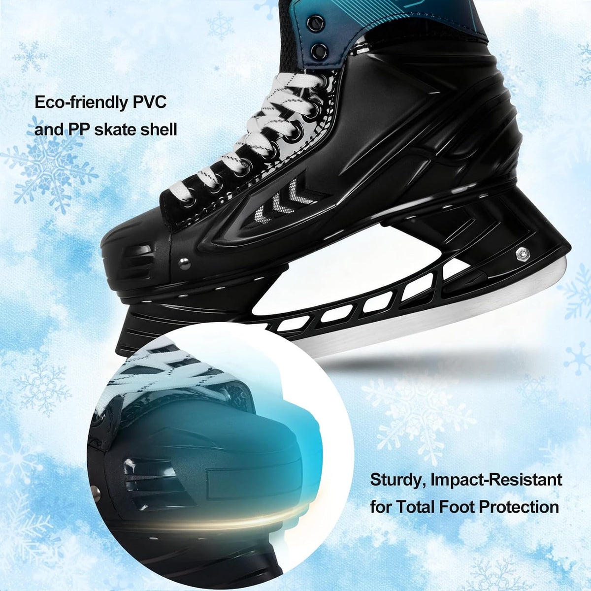 Nattork Ice Hockey Skates for Men, Women, Youth Stainless Steel Blades Lightweight & Durable for Superior Ankle Support and Agile Skating with Coolmax Fabric