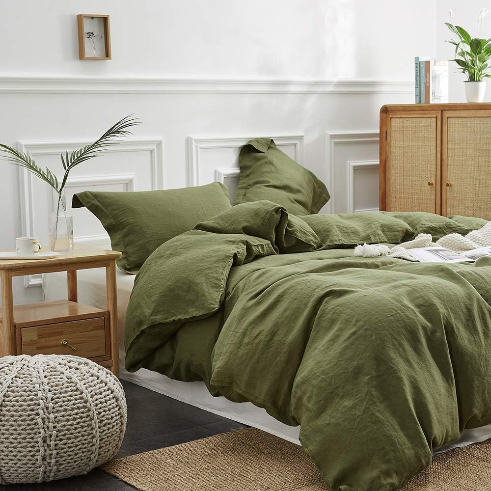 Simple&Opulence 100% Linen Duvet Cover Set, 3 PCS Natural French Flax Linen Duvet Cover King Size, Breathable Soft Comfy Linen Bedding Comforter Cover with 2 Pillowcases(Linen, 104"x92")