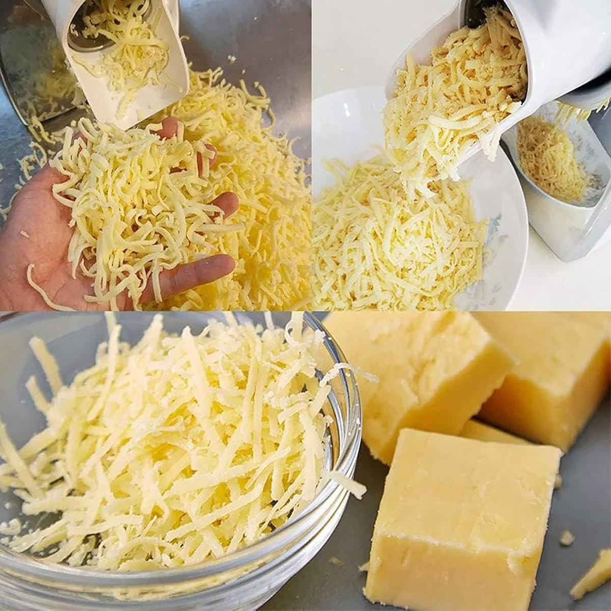 Commercial Cheese Grater, Electric Rotary Cheese Shredder Machine with 3 Stainless Steel Revolving Blades, Multi-Functional Vegetable Slicer Cheese Grinder, Quick Shred - 1min/500g