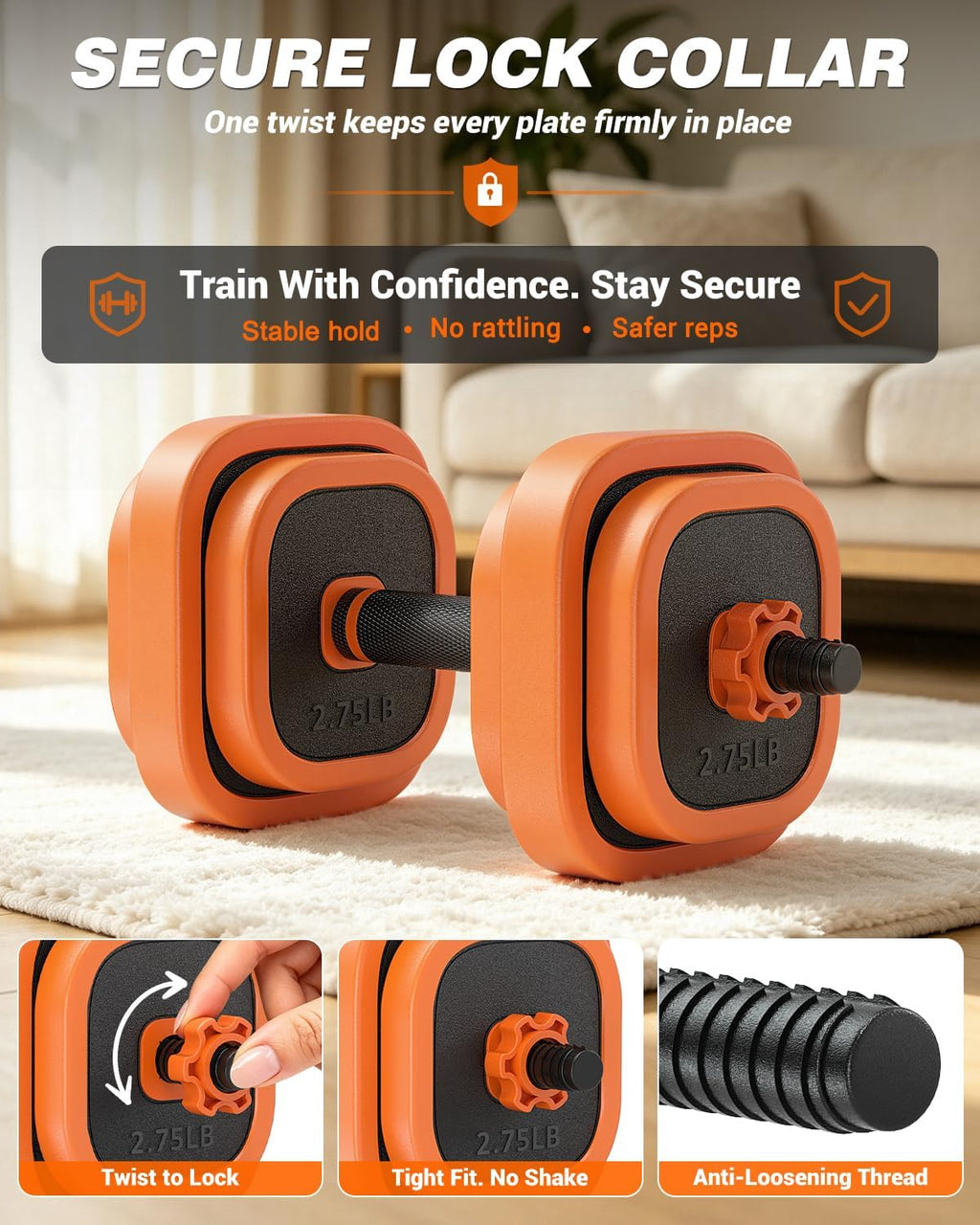 Rendpas 4-in-1 Adjustable Dumbbell Set with Foldable Bench for Home Gym