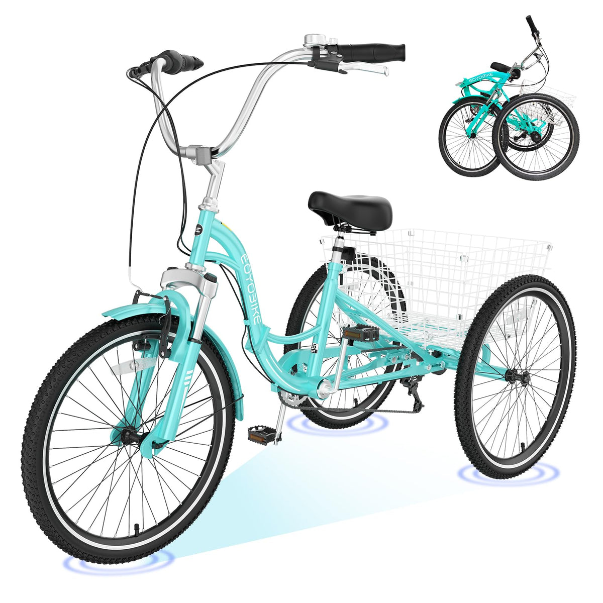 ABORON Adults Tricycle, 3 Wheels Bike for Adult, Tricycle for Adults, Double-Wall Wheel Rims, Tricycle for Women Men Exercise Outdoor Sports