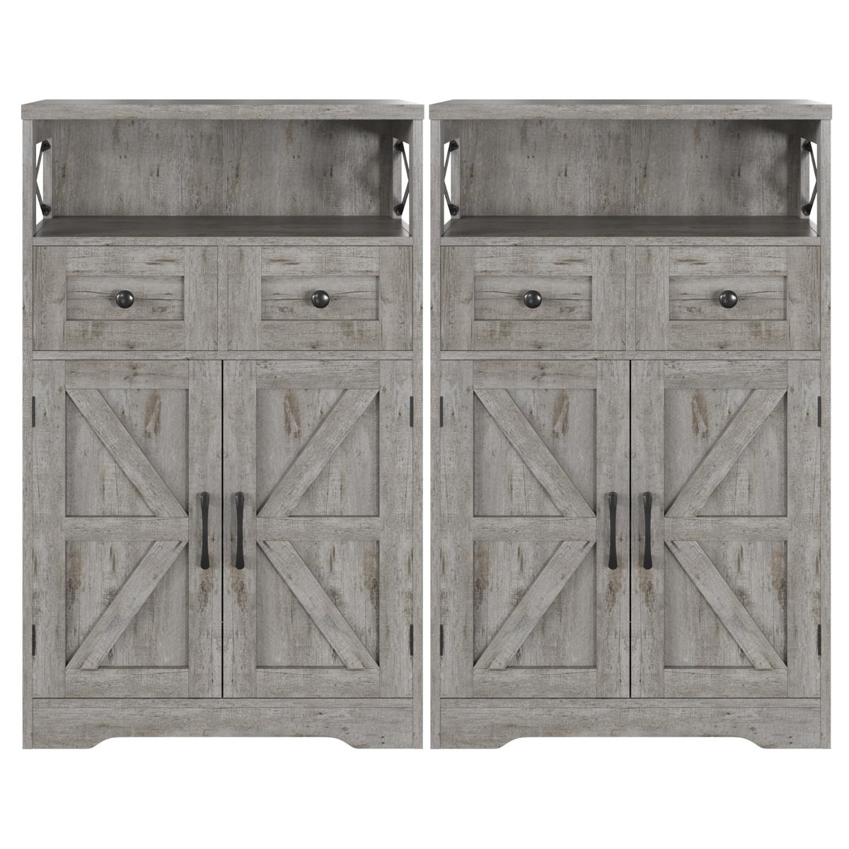 Farmhouse Storage Cabinet with Drawers, Small Kitchen Pantry Cabinet, White