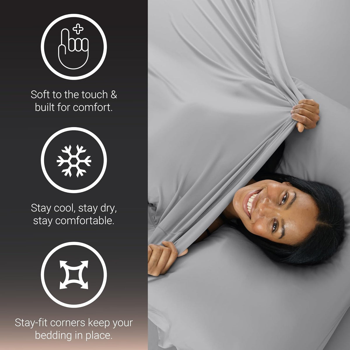 SHEEX Active Comfort Anti-Wrinkle Cooling Sheets, King/Cal King, Blue Sky