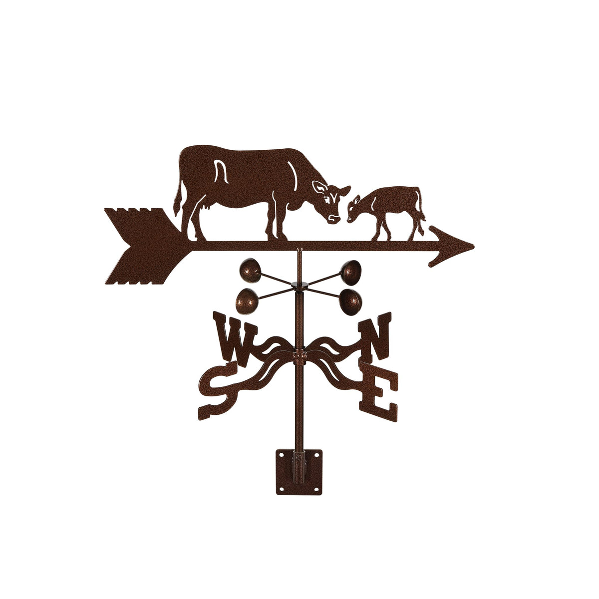 EZ Vane Steel Cow & Calf Weathervane with Wind Cups — 4-Sided Mount