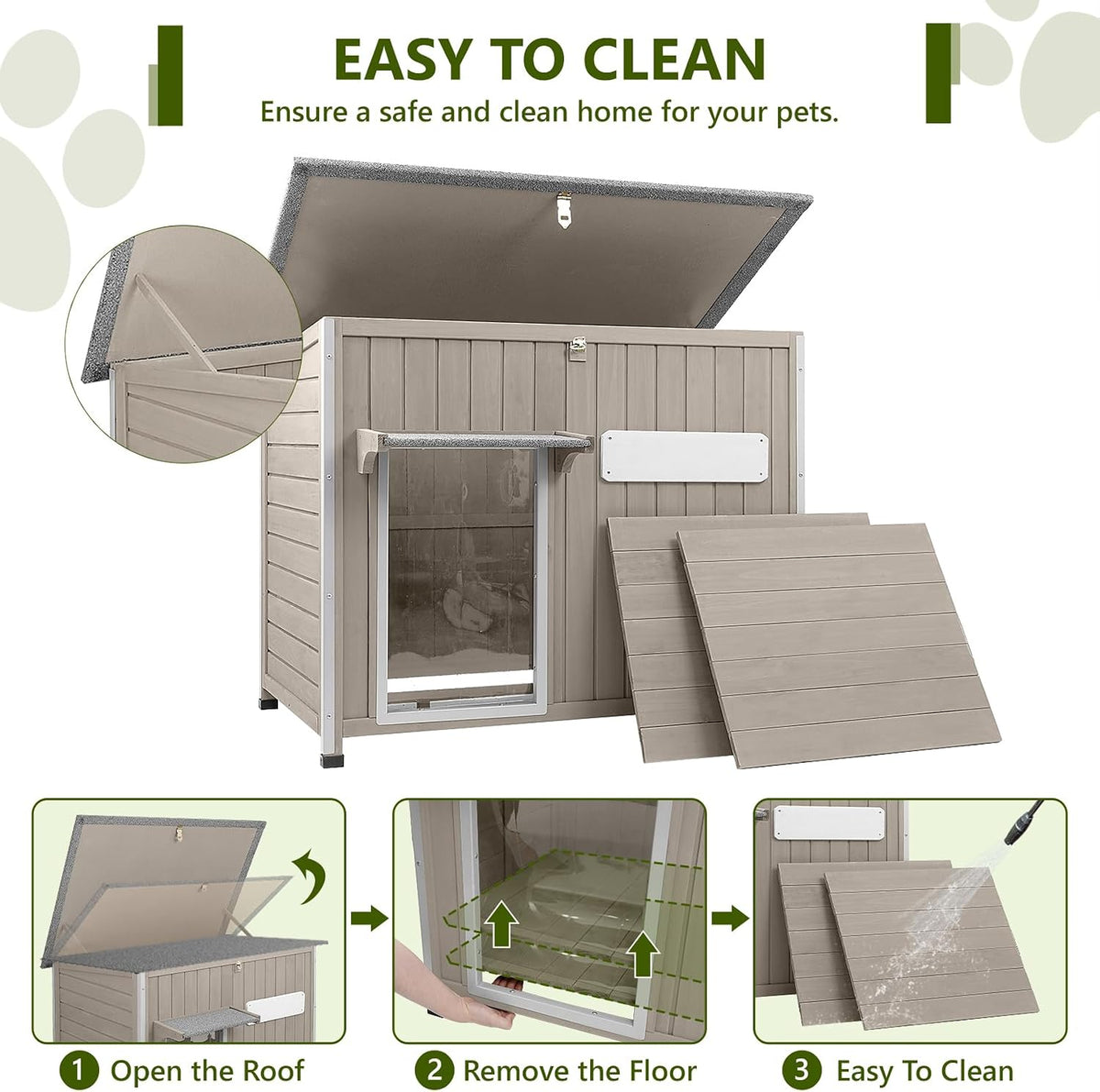 Ketive 43.3" L XL Outdoor Wooden Dog House for Medium to Large Dogs