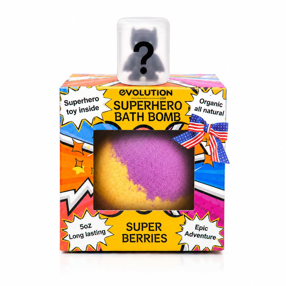 EvolutionUSA Black Epic Superhero Bath Bombs for Kids, 6 Super Hero Bath Bombs with Toy Inside Bathbombs, Organic Bathbomb with Surprise Inside, Bath Balls, Fizzy Superhero Bath Ball
