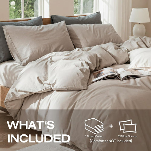 100% Linen Duvet Cover, Soft 3pcs Bedding Set with Zipper Closure, Natural Texture, Breathable for Hot Sleeper,Comforter Not Included(Flax Linen,Queen(90 * 90))