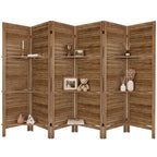 TEAKMAMA Room Divider, Room Divider with Shelves, 4 Panel,Distressed White