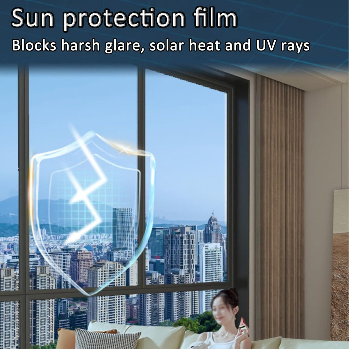 Mirror Window Tint Film, One Way Window Film Privacy, Static Cling Window Tint, Heat Daytime Privacy Film for Glass Windows, UV Reflective Anti Glare Film Clear, Sun Blocker, No Glue Static Cling(90*5