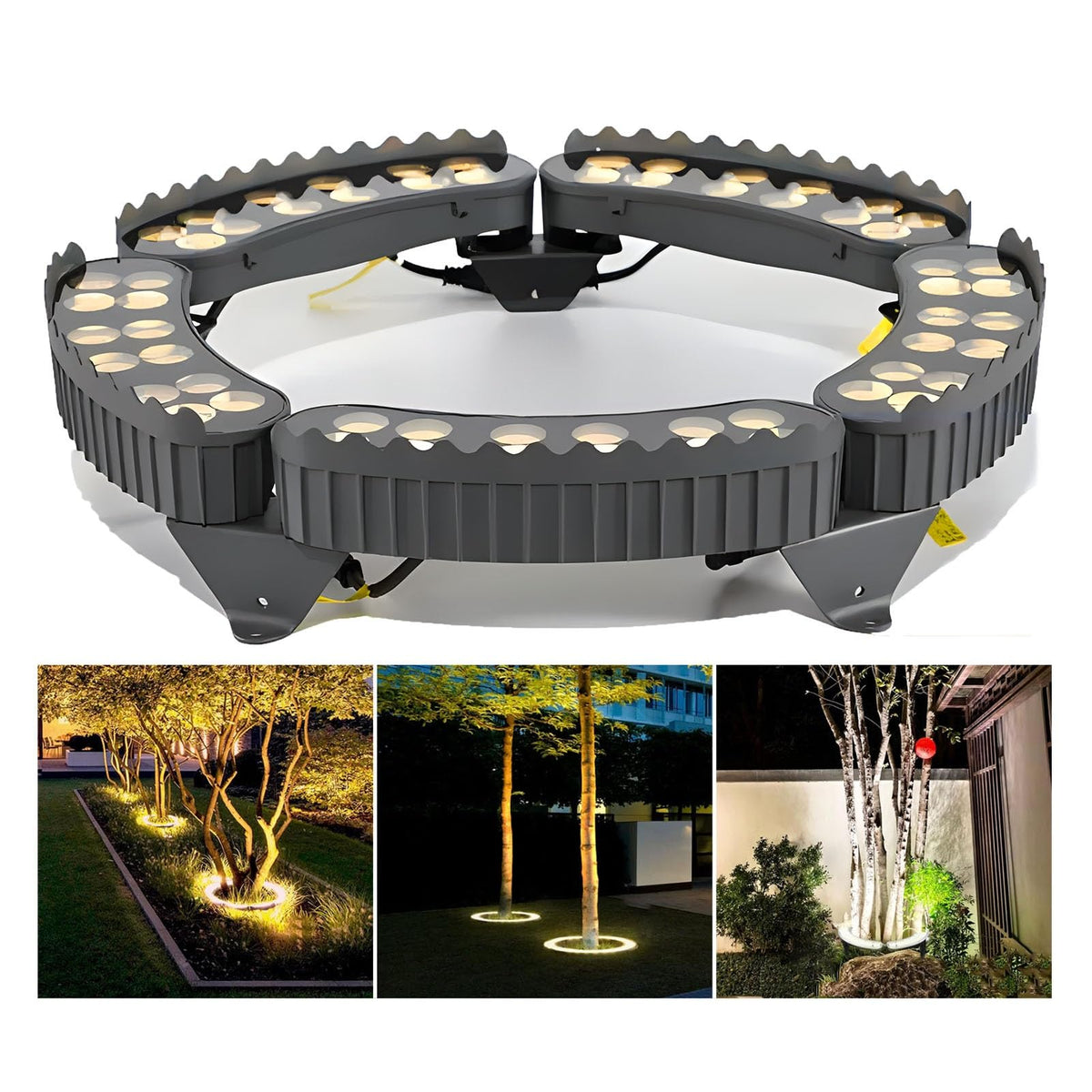 Outdoor Garden Lights, LED Low Voltage Landscape Tree Ring Lights, Palm Tree Lights, IP65 Weatherproof(White Light,Pack of 7)