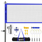 A11N SPORTS Outdoor Volleyball and Badminton Combo Set - Includes Adjustable Height Anti-Sag Net, Volleyball, Air Pump, 4 Badminton Rackets, 2 Shuttlecocks, Boundary Line Marker, and Carrying Bag