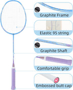YODIMAN Single Professional Badminton Racket for Advanced Players - 50T Graphite Carbon Fiber with Aerodynamic Frame, Pre-Strung 26lbs, Ultra-Light 5U for Club & Tournament