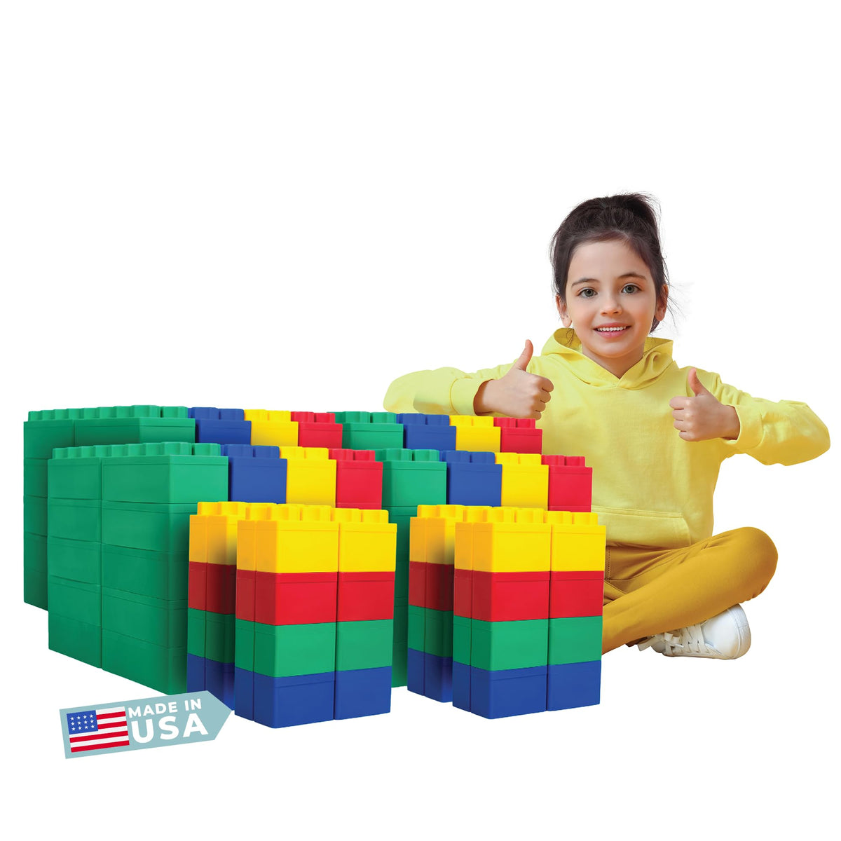 BiggoBlocks Big Blocks for Kids Ages 4-8, Indoor & Outdoor Blocks for Kids Jumbo Games, Large Building Blocks (96 PC) Standard Set