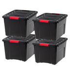 IRIS USA 6-Pack 54 Quart Storage Bins with Lids, Black