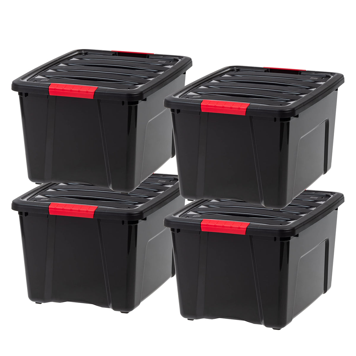 IRIS USA 6-Pack 54 Quart Storage Bins with Lids, Black