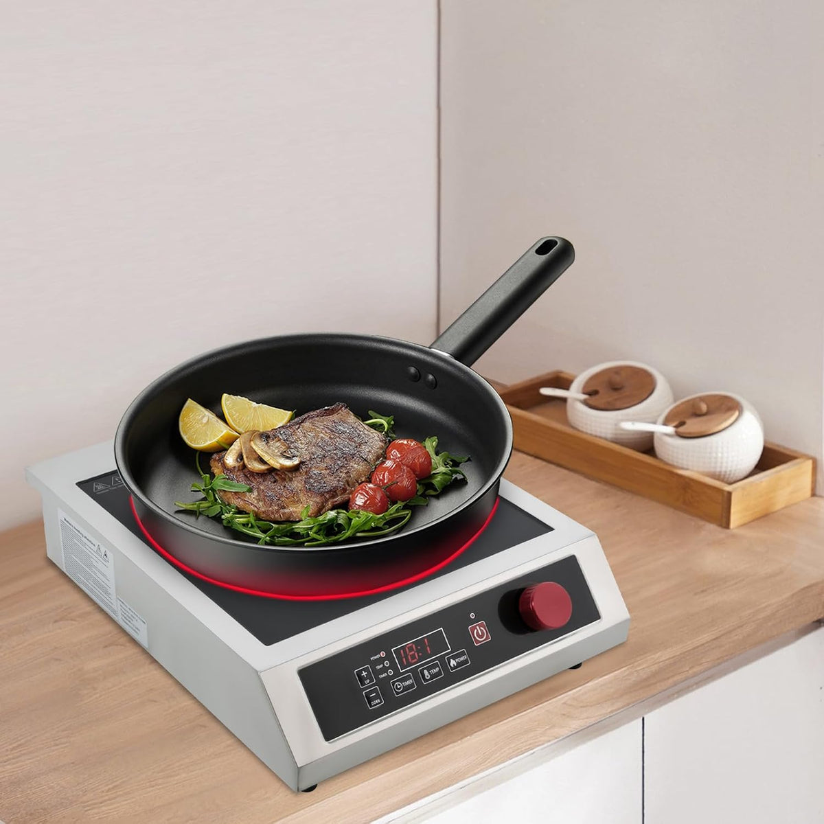 Induction Cooktop 500W-3500W, Commercial Induction Burner with 10-Speed Temperature/Power Adj, Electric Burners for Cooking, Countertop Electric Stove with Digital Sensor, 电磁炉
