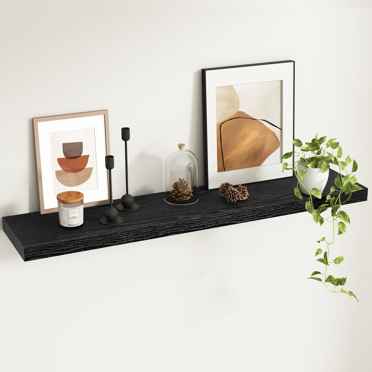 Fun Memories Floating Shelves - 2 Pack 12 Inch Rustic Wooden Wall Shelves - Extra Deeper & Thicker Wall Mounted Storage Shelf for Living Room, Kitchen, Farmhouse - 36" W x 12" D x 1.8" H - Brown
