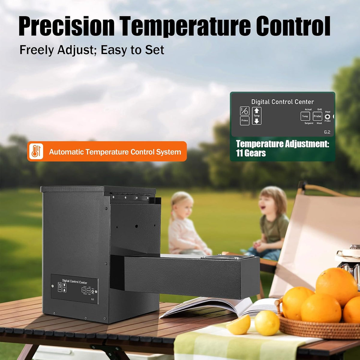 Pellet Smoker Hopper Assembly Kit 250W Electric Wood Pellet Grill Part with Precision Temperature Controller for BBQ, Smoke, Bake, and Roast