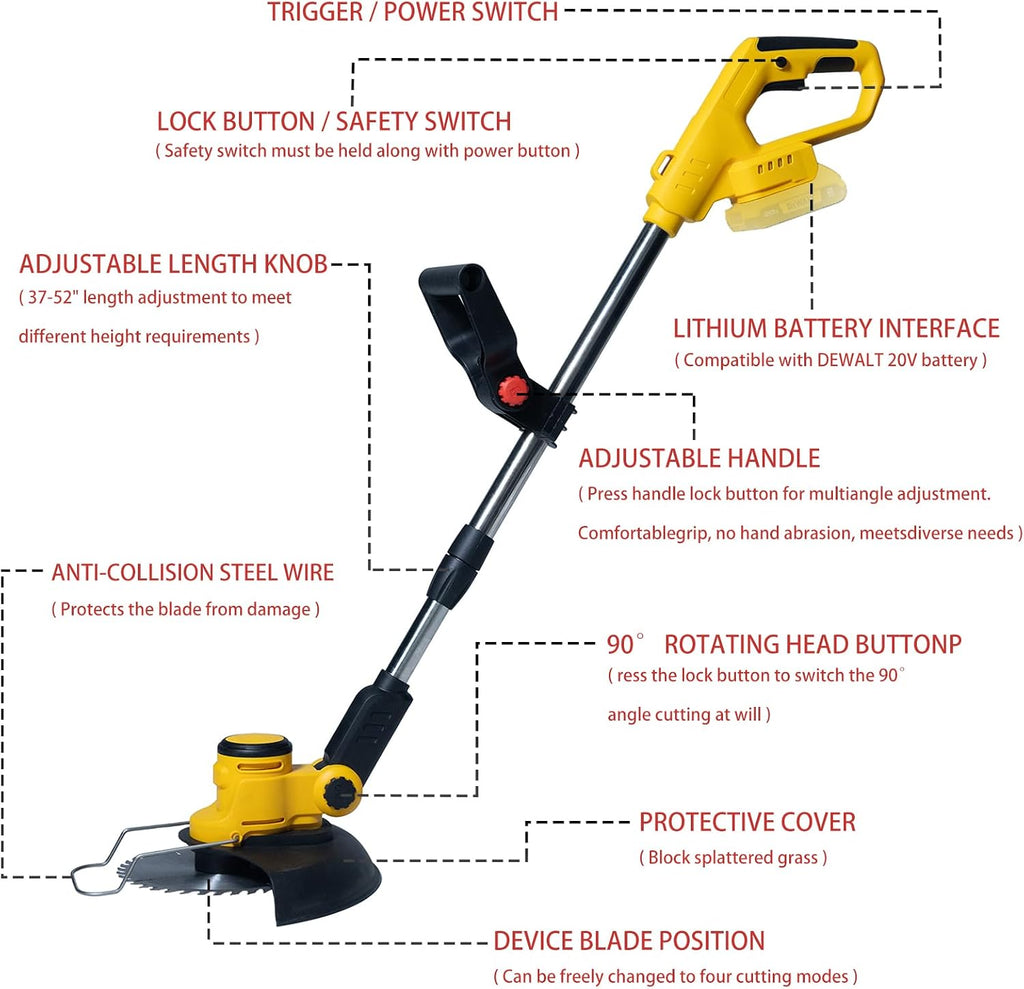 Cordless Weed Wacker for DeWalt 20V MAX Battery