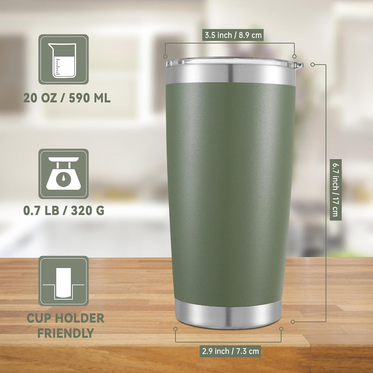 20 oz Tumblers Bulk Stainless Steel Tumbler with Lid, 12 Pack