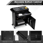 5-Drawer Rolling Tool Box with Lockable Wheels, Tool Chest with Detachable Tool Box, 4 Hooks, and Liner, Heavy-Duty Metal Tool Cart for Garage and Workshop Storage, Black