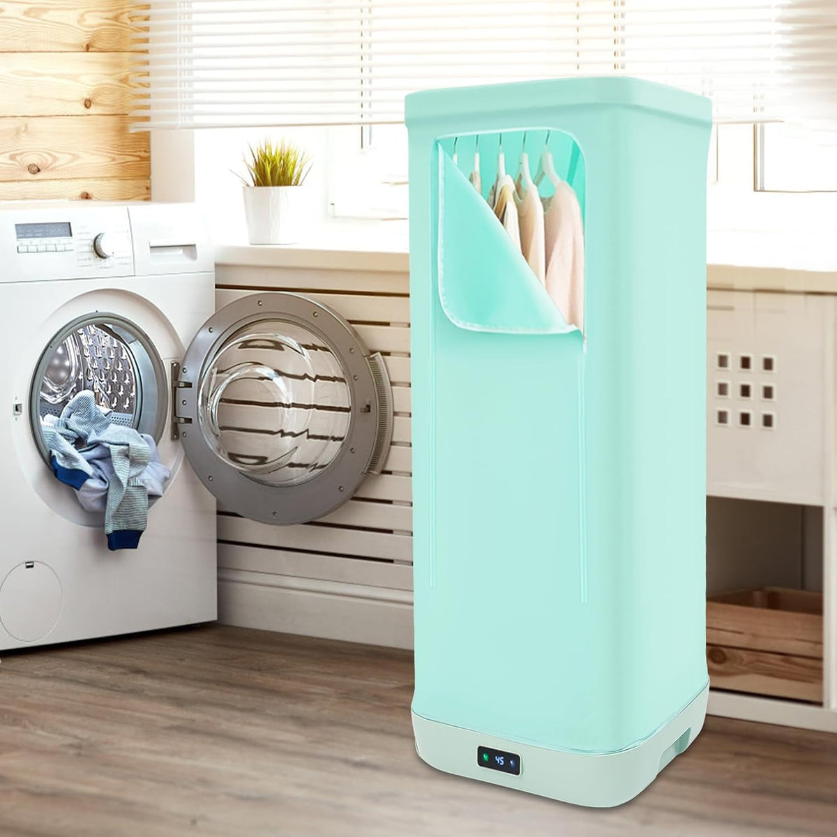 Portable Clothes Dryer, Foldable Electric Drying Machine, 600W Fast Dry with 360° Hot Air Circulation, Smart Timer Temp Control, Quiet 45dB, for Apartment, RV, Dorm
