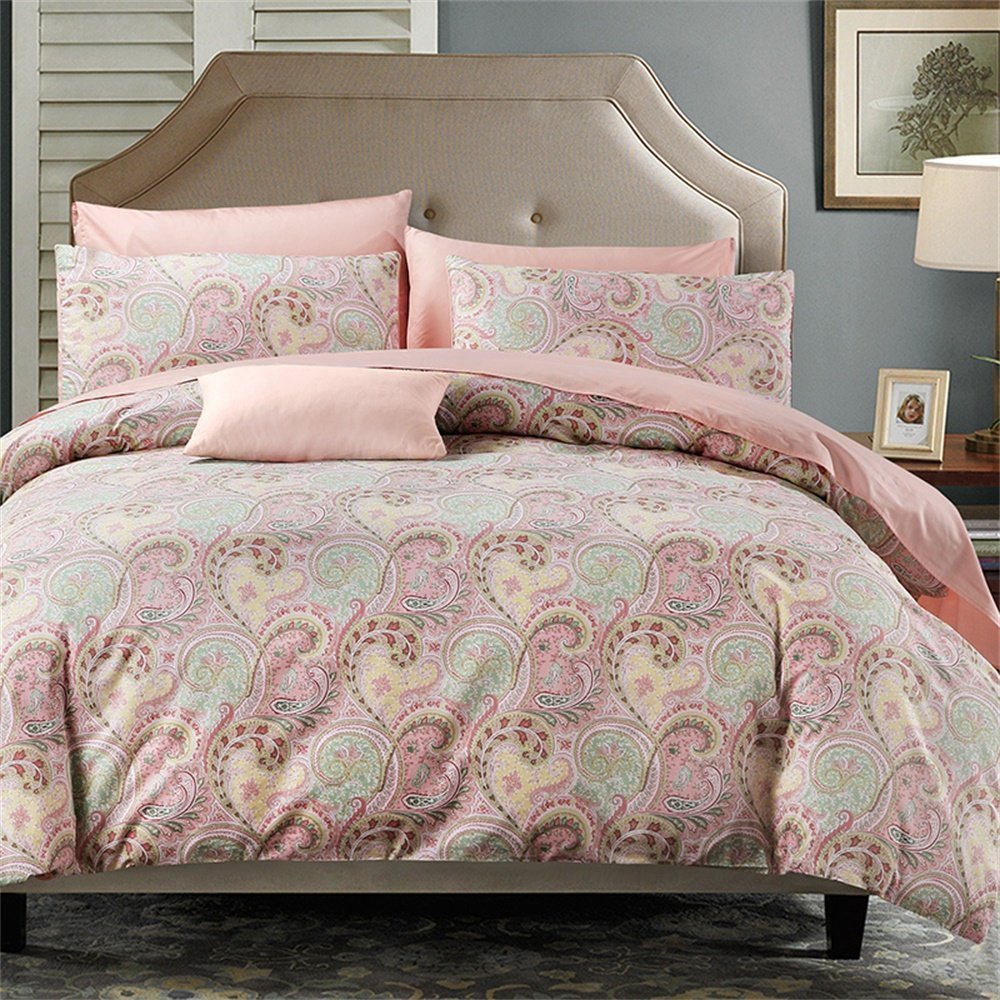 Brandream Paisley Duvet Cover King Size Gold Classy Regal Themed Luxurious Boho Bedding Super Soft Egyptian Cotton 3 Piece Modern 800-Thread-Count Duvet Quilt Cover Set