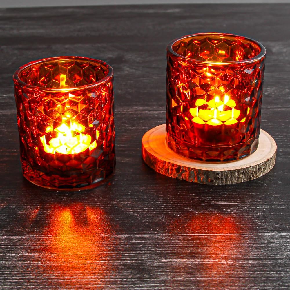 Richland Amber Chunky Honeycomb Glass Votive & Tealight Candle Holder Set of 48