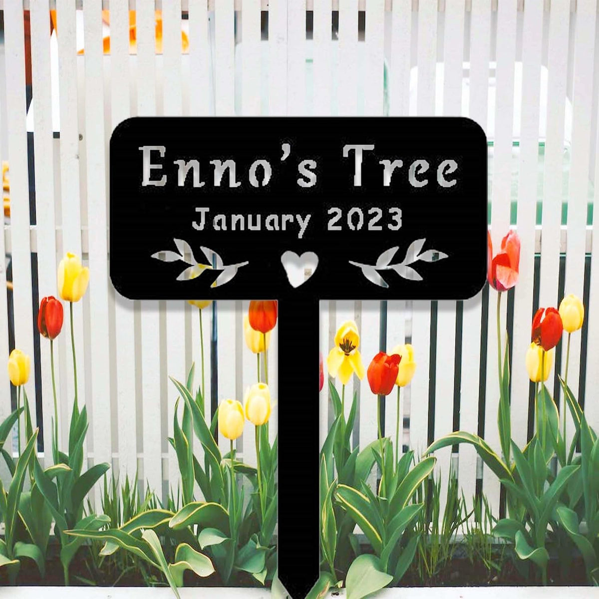 Custom Metal Memorial Tree Sign with Stake Tree Yard Garden Stake Personalized Tree Memorial Plaque Marker Tree Name Plate Garden Sign Outdoor Garden Yard Decor Art
