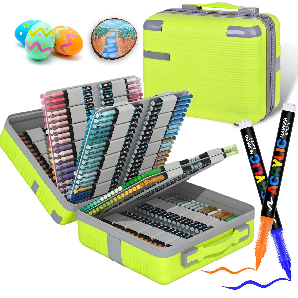 Acrylic Paint Markers Brush Tip 240 Colors, Automatic Ink Control, No-Bleed