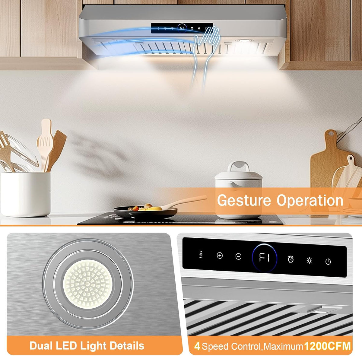 30 Inch Under Cabinet Range Hood, 1200 CFM