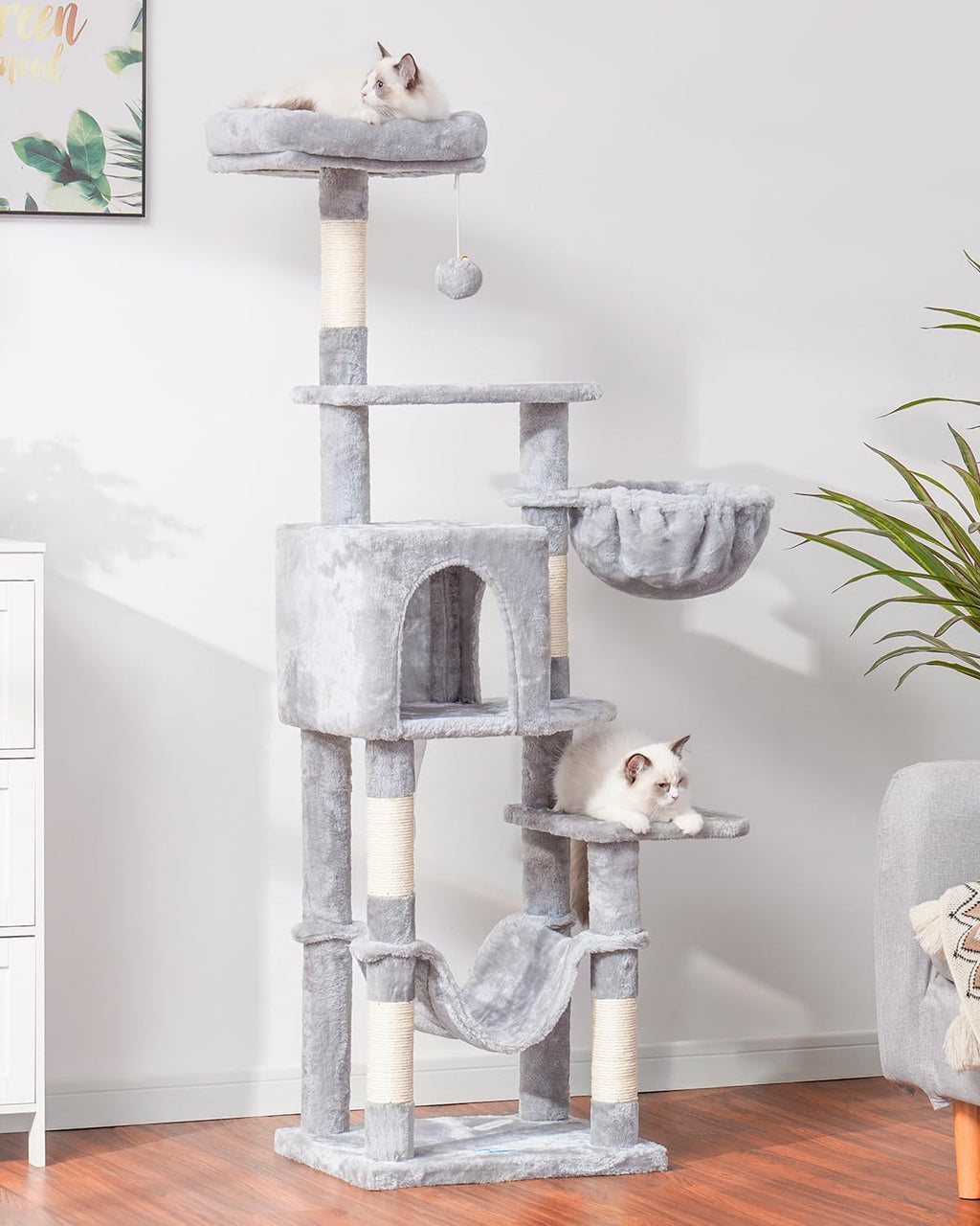 Hey-brother Cat Tree, Multi-Level Sisal Covered Scratching Posts, MPJ050W