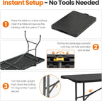 2 Pack Folding Tables 6FT Plastic Utility Foldable Tables, Black