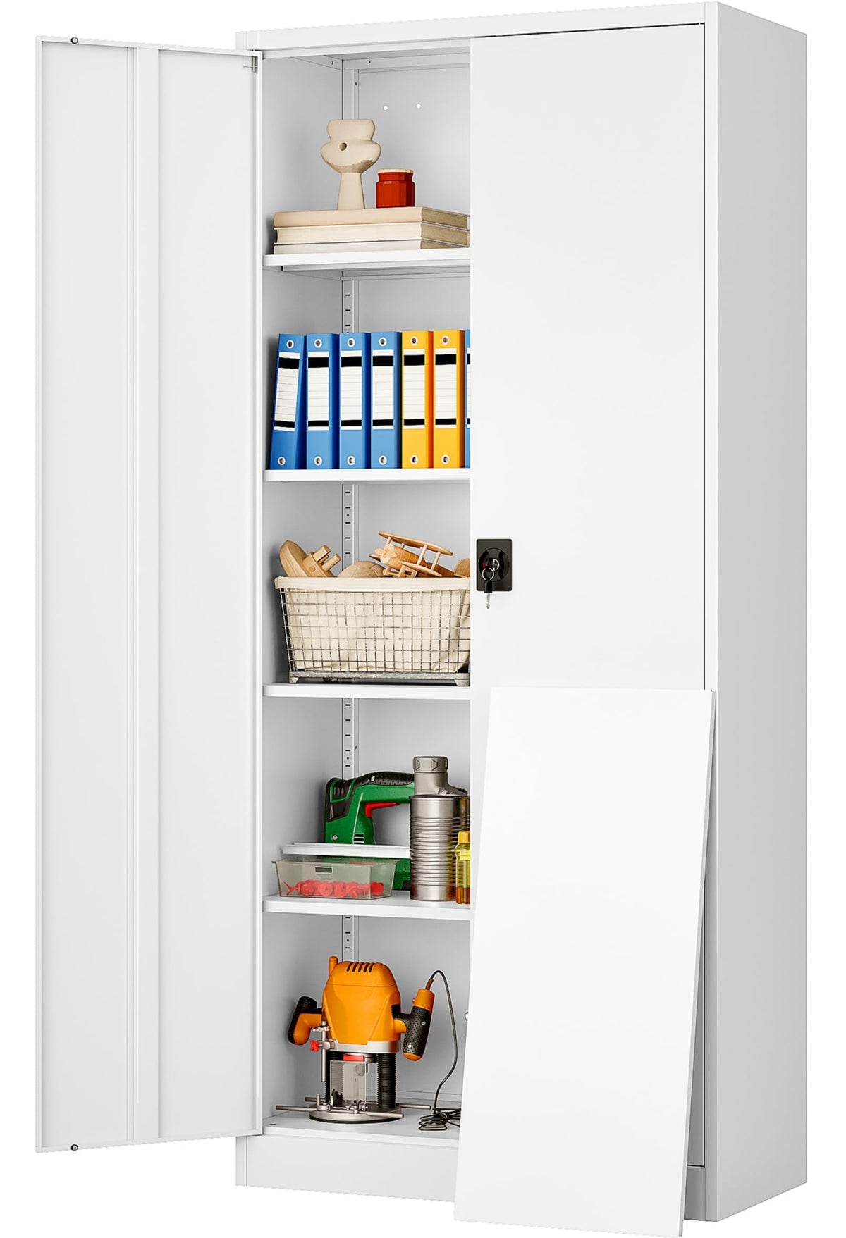 SISESOL Small Metal Storage Cabinet with Doors and Shelves,36 inch Black Locking Garage Cabinet,Lockable Short Steel Cabinets for Home,Office,Shop,Garage