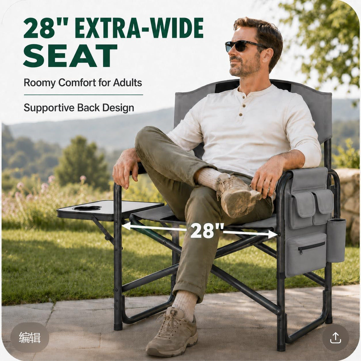 Colegence Oversized Camping Chair, 600-lb Capacity, Heavy-Duty Steel Frame