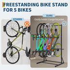 Garvee Freestanding 5 Bike Storage Rack Adjustable Height Floor Bike Stand
