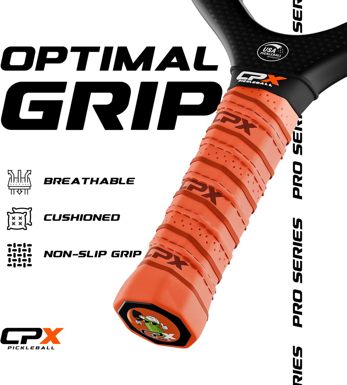 CPX Pro Carbon Fiber Pickleball Paddle - Professional Grade, Matte Finish, Honeycomb Core, Tennis Style Grip - Edgeless Paddle Designed in Chicago, USA