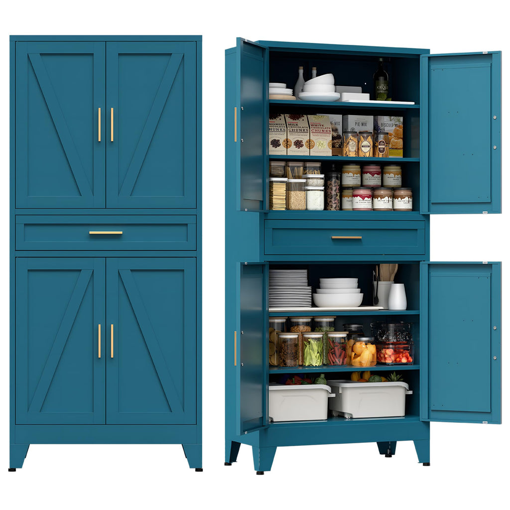 COFaR Home Farmhouse Storage Cabinet with 2 Barn Door, 61" H Metal Cabinet