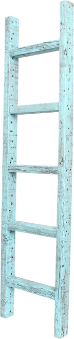 BARNWOODUSA 5 FT Decorative Ladder, Reclaimed Wood Ladder - Smoky Black
