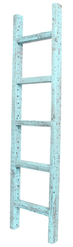 BARNWOODUSA 5 FT Decorative Ladder, Reclaimed Wood Ladder - Smoky Black