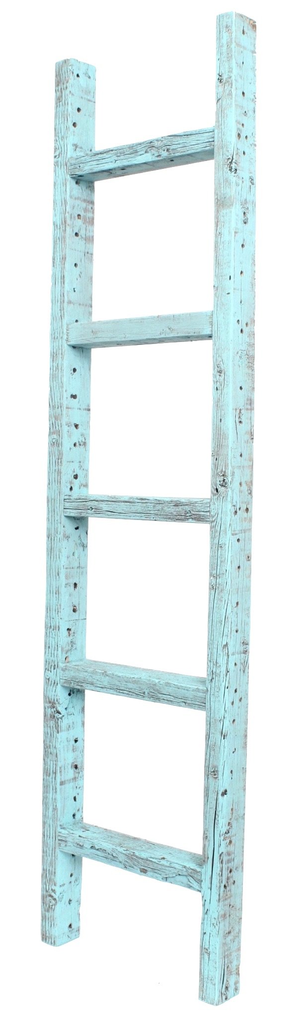 BARNWOODUSA 5 FT Decorative Ladder, Reclaimed Wood Ladder - Smoky Black