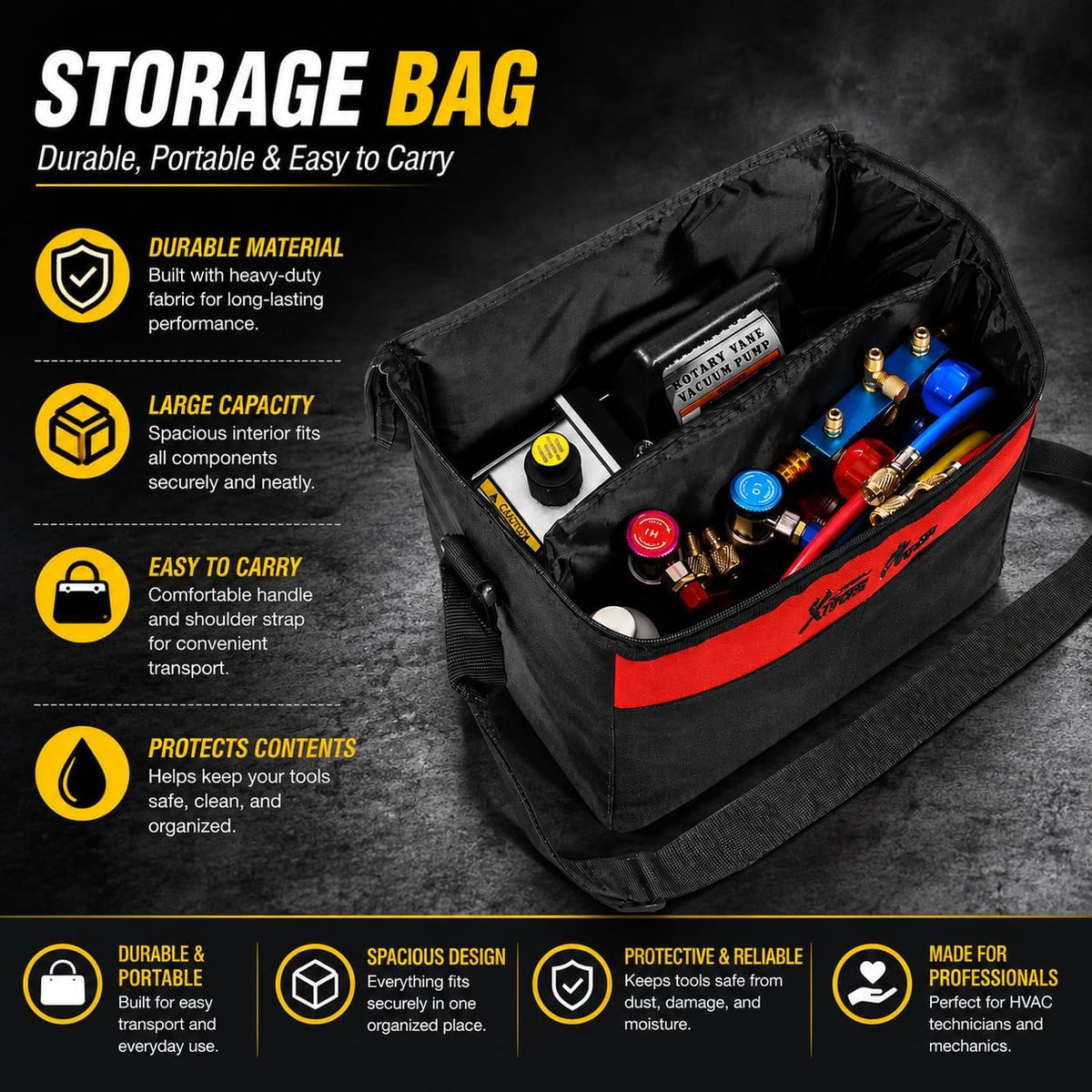 XtremepowerUS 3CFM 1/4HP Vacuum Pump HVAC R134a, R12, R22, R410a, A/C Refrigeration R134 Can Tap Adapter, R134 Quick Connector AC Manifold Gauge Air Conditioner Oil Bottle w/Bag