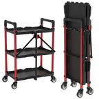 WORKPRO 3-Tier Collapsible Utility Cart, 210 LBS Cart with Wheels